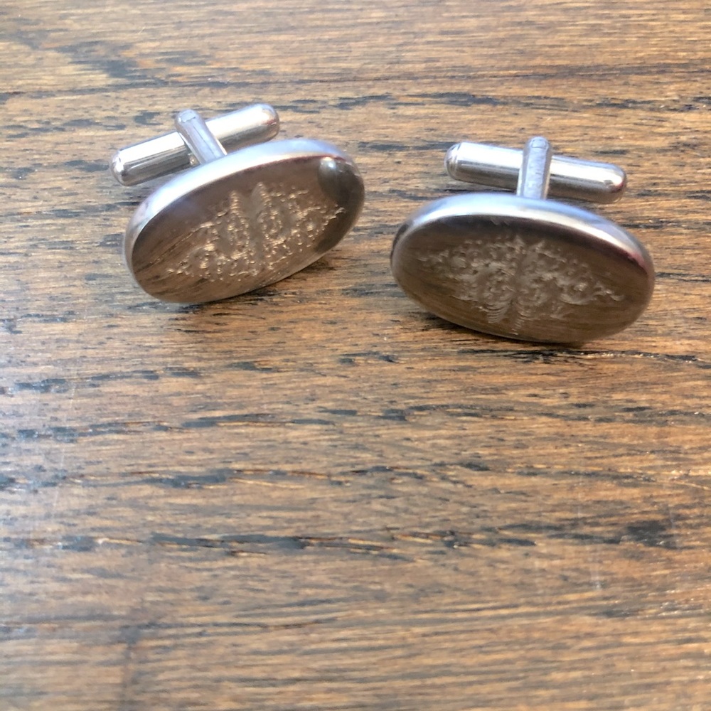 Silver baroque cuff links